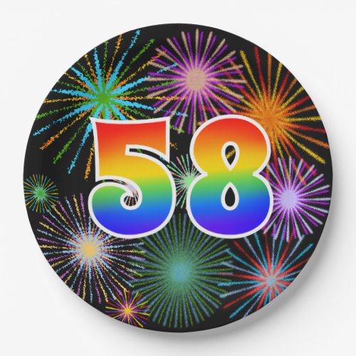 58th Event _ Fun Colorful Bold Rainbow 58 Paper Plates