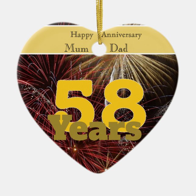 58th Wedding Anniversary    Ceramic Ornament (Front)