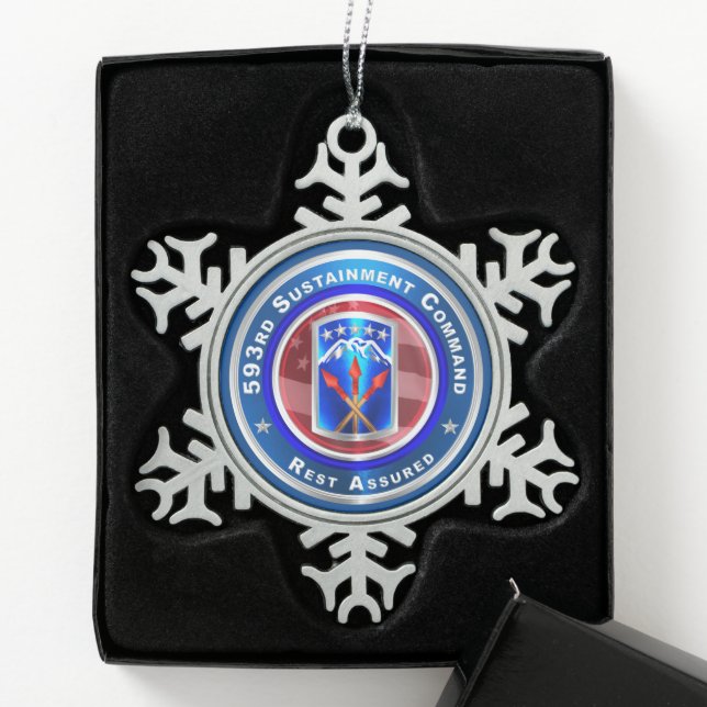 593rd Sustainment Command   Snowflake Pewter Christmas Ornament (Box)