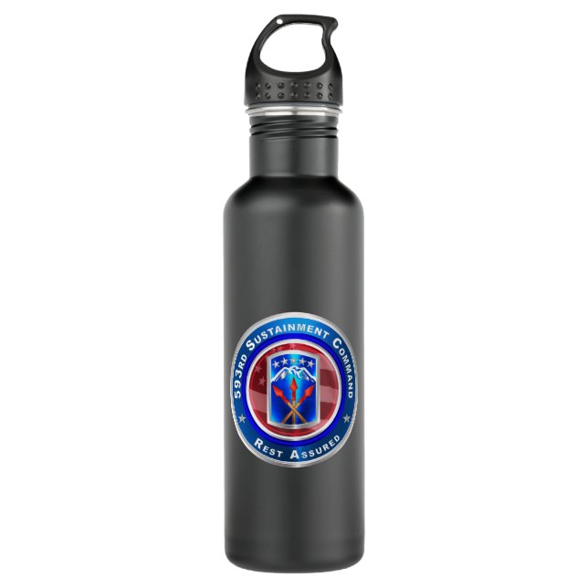 593rd Sustainment Command  Stainless Steel Water Bottle (Front)