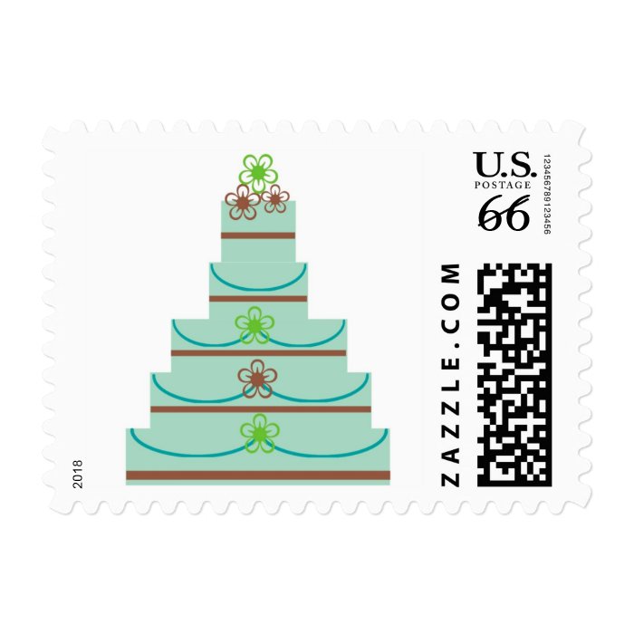 59 Cent Wedding Cake blue brown green Stamp