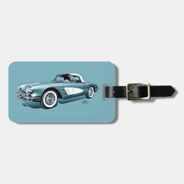 59 Corvette Blue Background Luggage Tag (Front Horizontal)