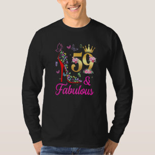59 & Fabulous 59years Old 59th Bday Butterflies Hi T-Shirt