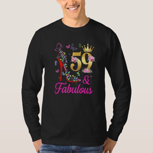 59 & Fabulous 59years Old 59th Bday Butterflies Hi T-Shirt (Front)