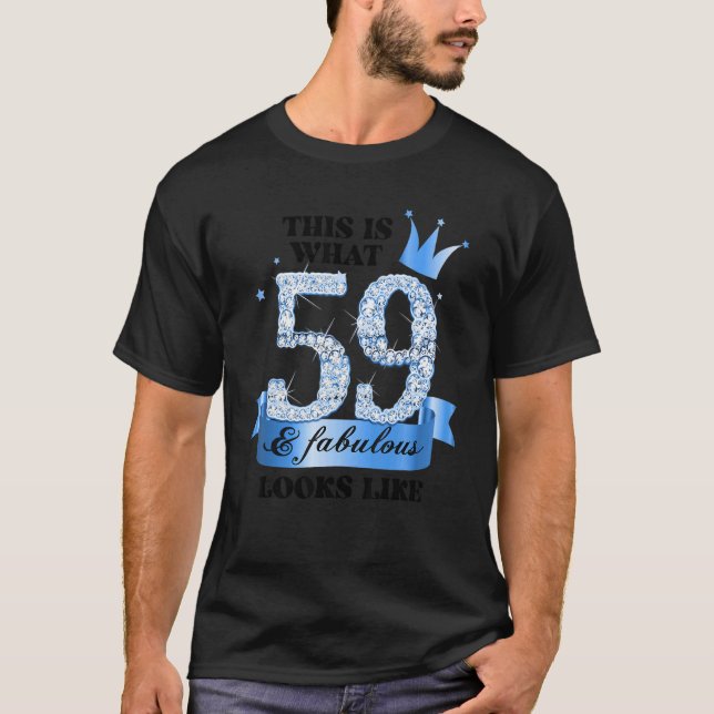 59 & Fabulous I Blue White Party Group Candid Phot T-Shirt (Front)