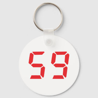 59 fifty-nine red alarm clock digital number keychain