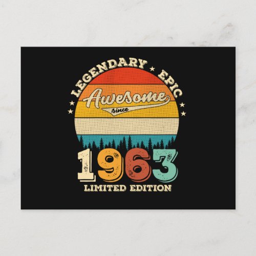 59 Year Old Awesome Since 1963 59th Birthday Gift Postcard