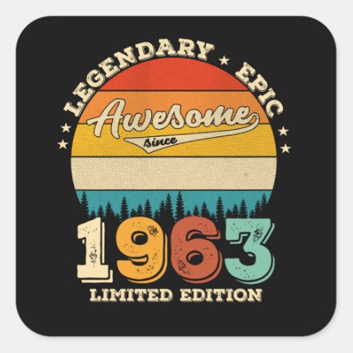59 Year Old Awesome Since 1963 59th Birthday Gift Square Sticker