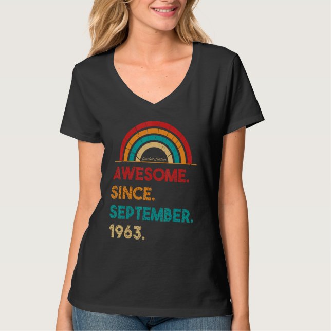 59 Year Old Awesome Since September 1963  59th Bir T-Shirt (Front)