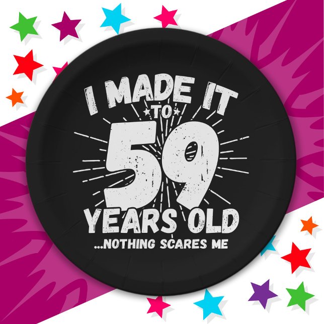 59 Year Old Sarcastic Meme Funny 59th Birthday Paper Plates (Creator Uploaded)