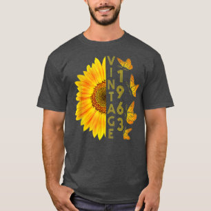 59 Year Old Vintage 1963 Sunflower Butterfly 59th  T-Shirt