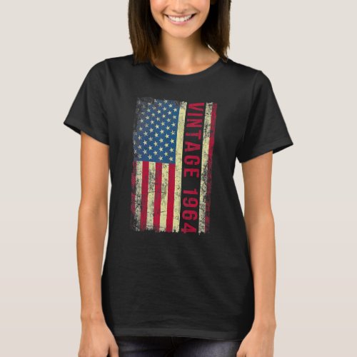 59 Year Old  Vintage 1964 American Flag 59th Birth T_Shirt