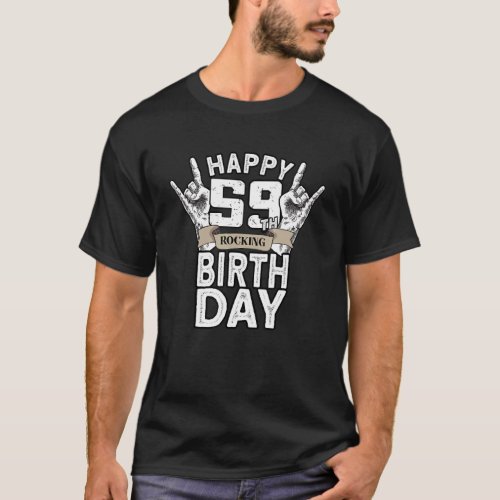 59 Years Old Rocking Vintage Rock 59th Birthday T_Shirt