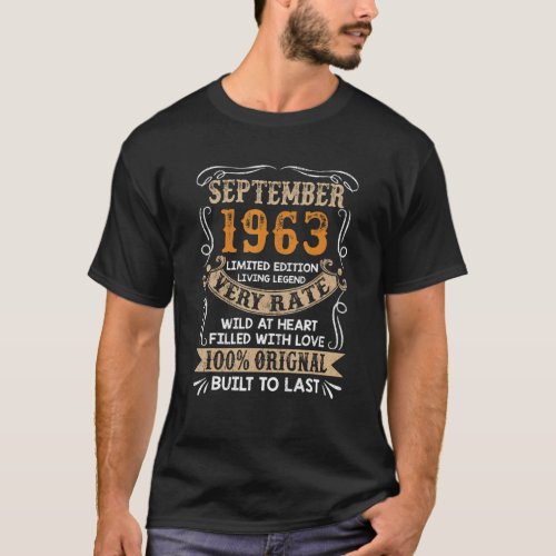 59th Birthday  1963 Years Old Retro Vintage Septem T_Shirt