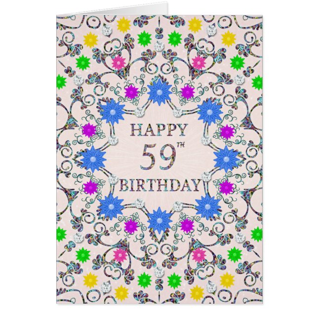 59th Birthday Abstract Flowers  Cards (Front)