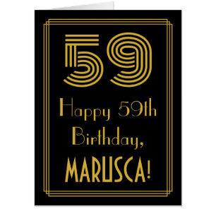 59th Birthday: Art Deco Inspired Look “59” + Name Card