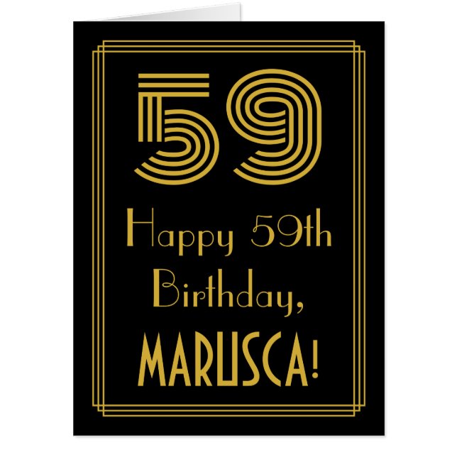 59th Birthday: Art Deco Inspired Look “59” + Name Card (Front)