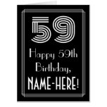 [ Thumbnail: 59th Birthday — Art Deco Inspired Look “59” + Name Card ]