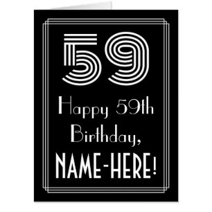 59th Birthday — Art Deco Inspired Look “59” + Name Card