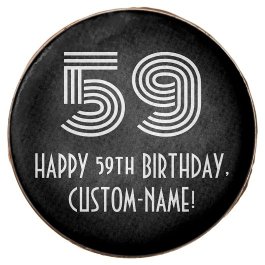 59th Birthday - Art Deco Inspired Look "59", Name Chocolate Covered Oreo (Front)