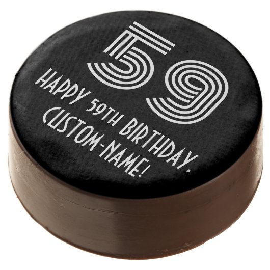 59th Birthday - Art Deco Inspired Look "59", Name Chocolate Covered Oreo (Angled)