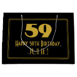 [ Thumbnail: 59th Birthday — Art Deco Inspired Look "59" & Name Gift Bag ]