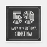 [ Thumbnail: 59th Birthday: Art Deco Inspired Look "59" + Name Napkins ]