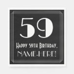 [ Thumbnail: 59th Birthday ~ Art Deco Inspired Look "59", Name Napkins ]