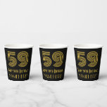 [ Thumbnail: 59th Birthday: Art Deco Inspired Look “59” & Name Paper Cups ]