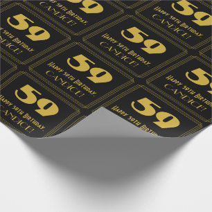59th Birthday – Art Deco Inspired Look "59" & Name Wrapping Paper