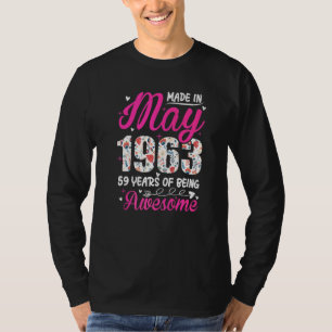 59th Birthday Awesome Since May 1963 Floral T-Shirt