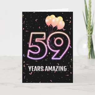 59th Birthday Balloons and Confetti Card