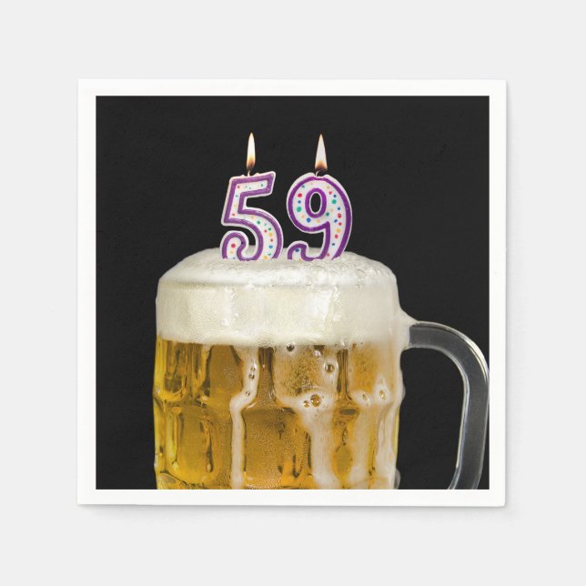 59th Birthday Beer on black Napkins (Front)
