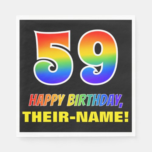 59th Birthday Bold Fun Simple Rainbow 59 Napkins