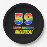 [ Thumbnail: 59th Birthday: Bold, Fun, Simple, Rainbow 59 Paper Plates ]