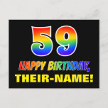 [ Thumbnail: 59th Birthday: Bold, Fun, Simple, Rainbow 59 Postcard ]