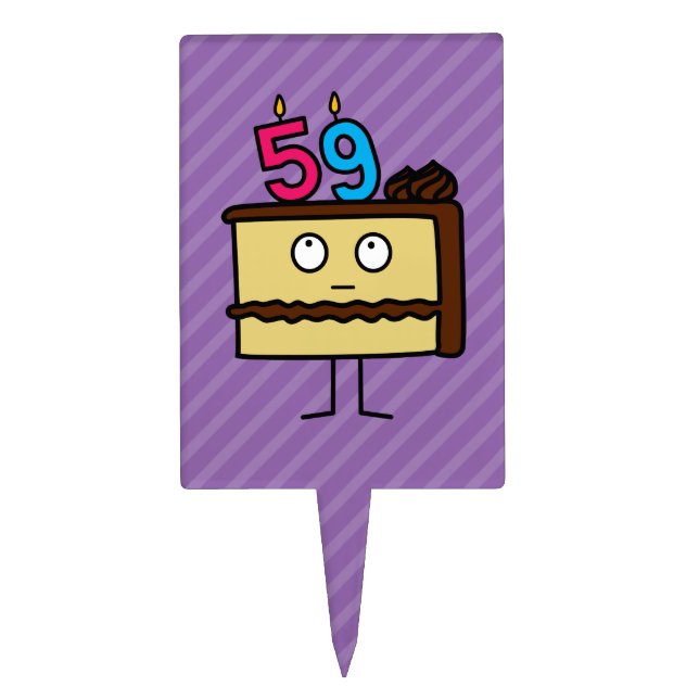 59th Birthday Cake with Candles Topper (Front)