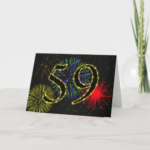 59th Birthday card with fireworks