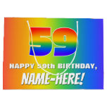 [ Thumbnail: 59th Birthday: Colorful, Fun Rainbow Pattern # 59 Gift Bag ]