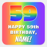 [ Thumbnail: 59th Birthday: Colorful, Fun Rainbow Pattern # 59 Sticker ]