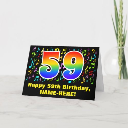 59th Birthday Colorful Music Symbols  Rainbow 59 Card