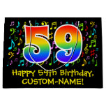 [ Thumbnail: 59th Birthday - Colorful Music Symbols, Rainbow 59 Gift Bag ]