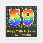 [ Thumbnail: 59th Birthday - Colorful Music Symbols, Rainbow 59 Napkins ]