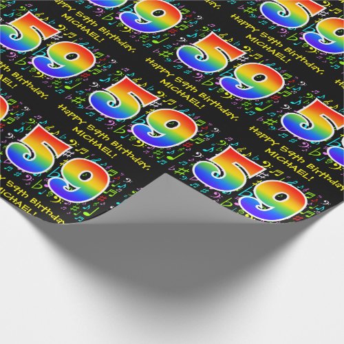 59th Birthday Colorful Music Symbols Rainbow 59 Wrapping Paper