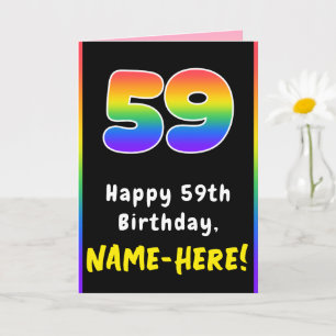 59th Birthday: Colorful Rainbow # 59, Custom Name Card