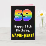 [ Thumbnail: 59th Birthday: Colorful Rainbow # 59, Custom Name Card ]
