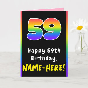 59th Birthday: Colorful Rainbow # 59, Custom Name Card