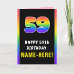 [ Thumbnail: 59th Birthday: Colorful Rainbow # 59, Custom Name Card ]