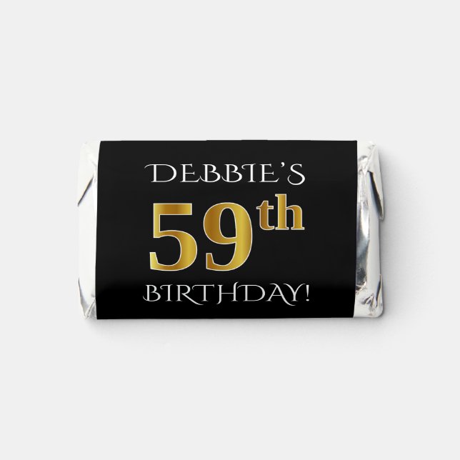 59th Birthday — Elegant, Faux Gold Look 59 + Name Hershey's Miniatures (Front)