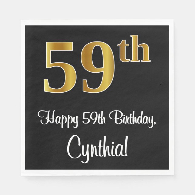 59th Birthday ~ Elegant Luxurious Faux Gold Look # Napkins (Front)